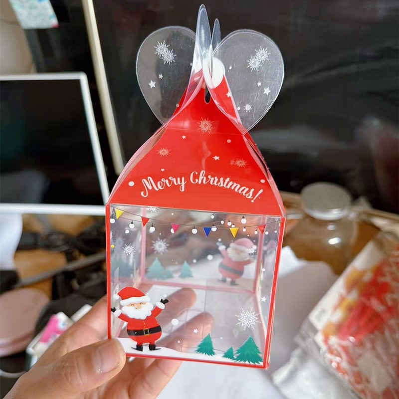 圣诞平安果盒子圣诞节礼物盒子烘焙包装盒子礼品盒子透明塑料盒子