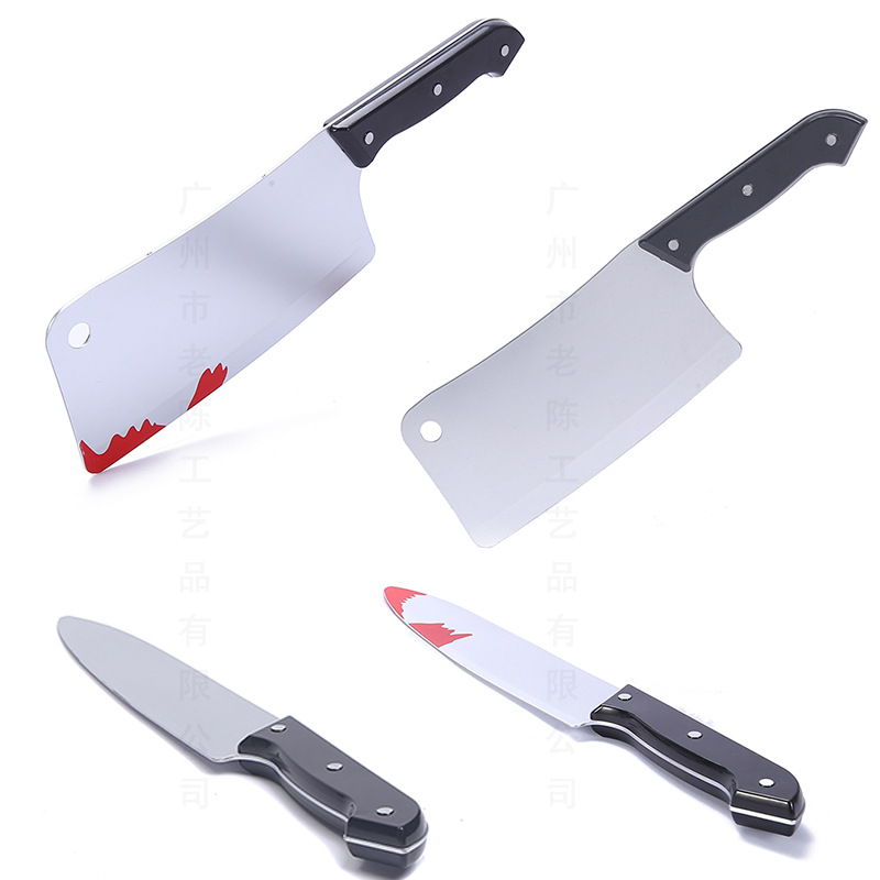 万圣节道具塑料仿真水果刀菜刀跨境外贸带血尖刀玩具派对表演用具