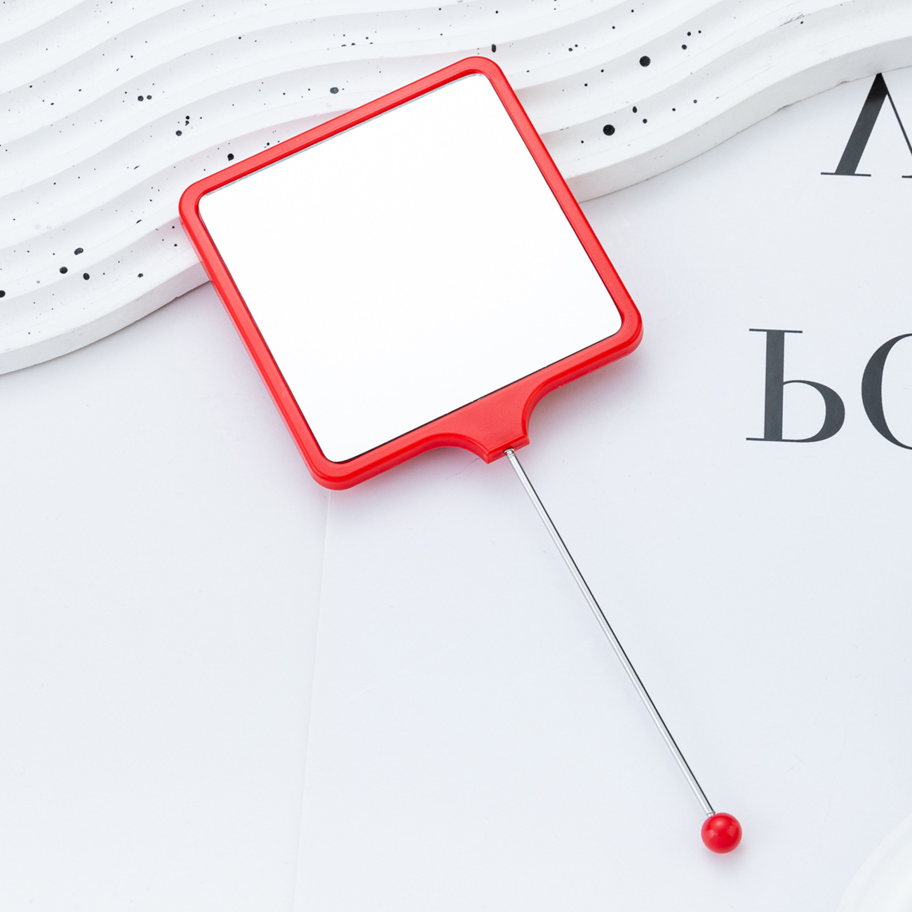 Espejo pequeño de bricolaje cuadrado multicolor, espejo portátil de alta definición, espejo de mano, mango especial para niñas, espejo de maquillaje