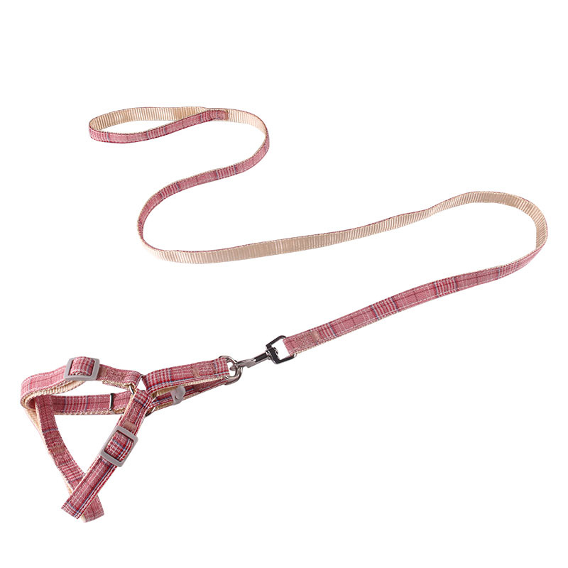 Simple moda Plaid Pet cuerda de tracción correa de pecho cuerda de perro de tela Cadena de perro pequeño mediano perro suministros para mascotas al por mayor