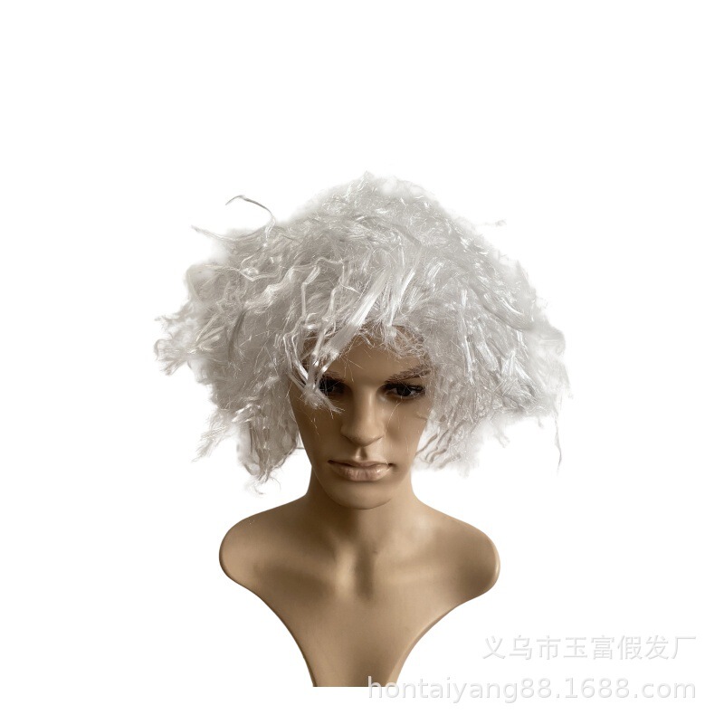 Einstein cosplay wig white braid corn perm old professor explosive head wig cross-border hot sale