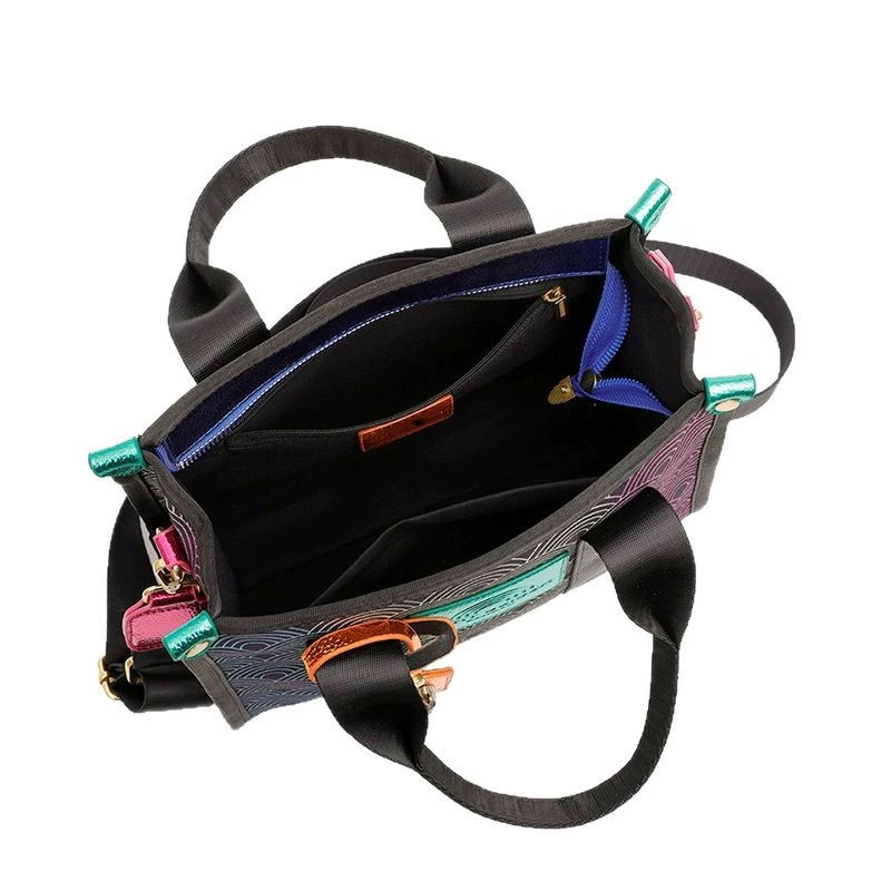 Capacious rainbow shopping bag, shoulder bag, one-shoulder bag