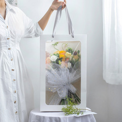 Women's Day Open Window Bag Transparent Handbag Toy Doll Flower Packaging Bag Show Window Bag Gift Bouquet Bag Wholesale