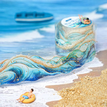 美好的一天浪花主题烫金PET胶带 星河浪花系列手帐素材装饰循环贴