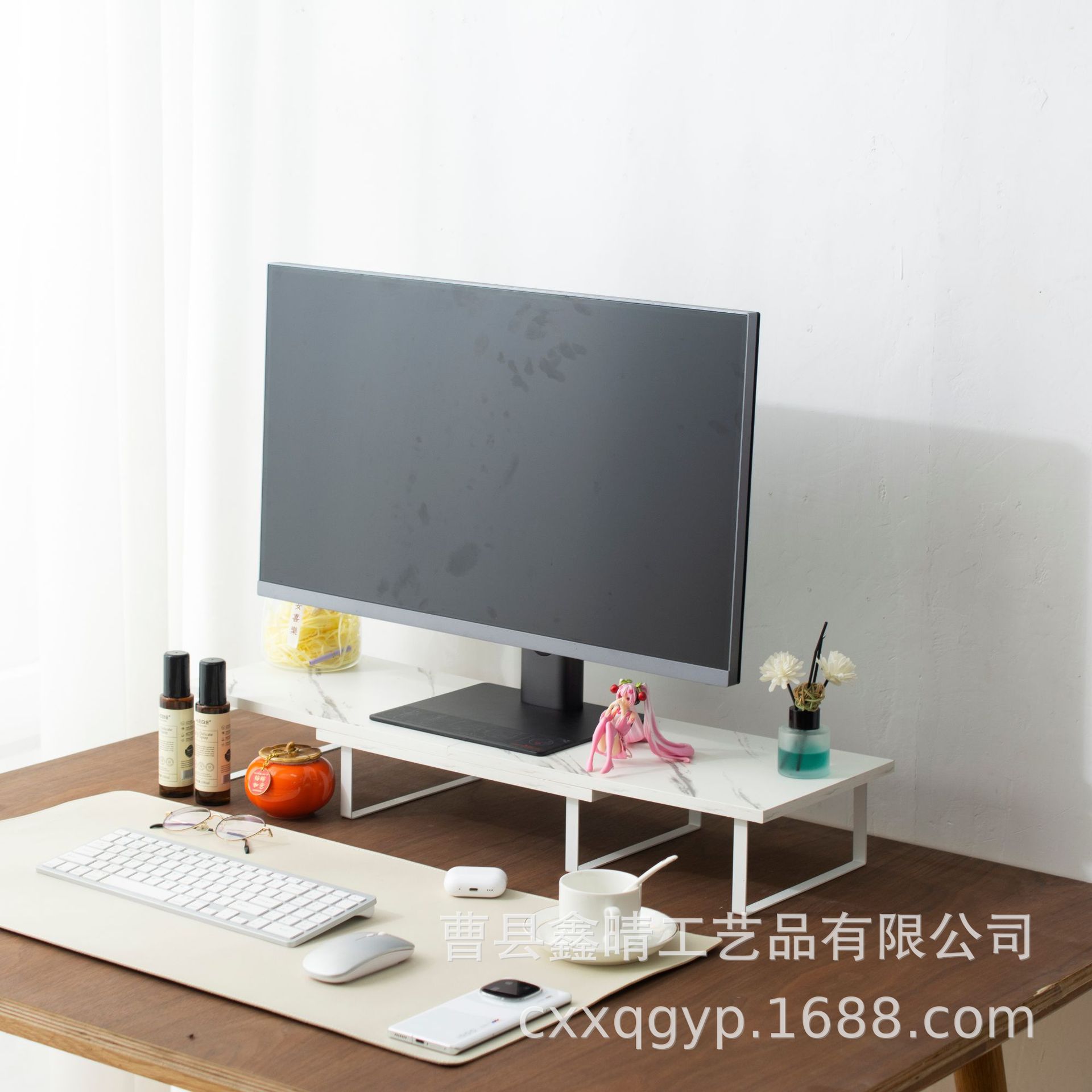 Dormitorio escritorio estante de computadora de madera maciza soporte de pantalla de computadora de madera creativa estante de combinación de madera para el hogar