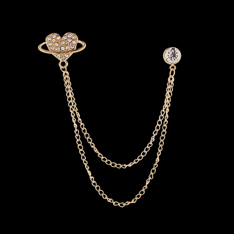 Moda corona alas diamante borla hombres traje broche simple todo partido traje vestido abrigo ramillete accesorios