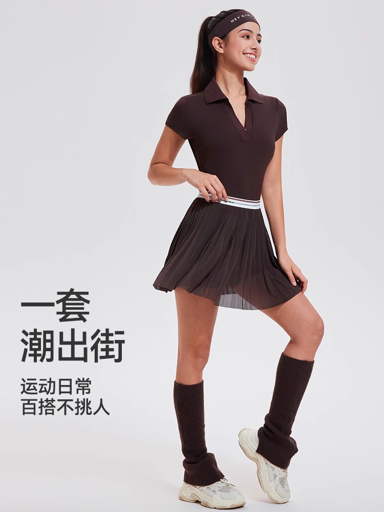 Conjunto Deportivo Caijue para Mujer, Traje de Tenis de Dos Piezas con Falda Plisada y Camiseta Polo de Manga Corta, Atuendo de Bádminton Estilizador