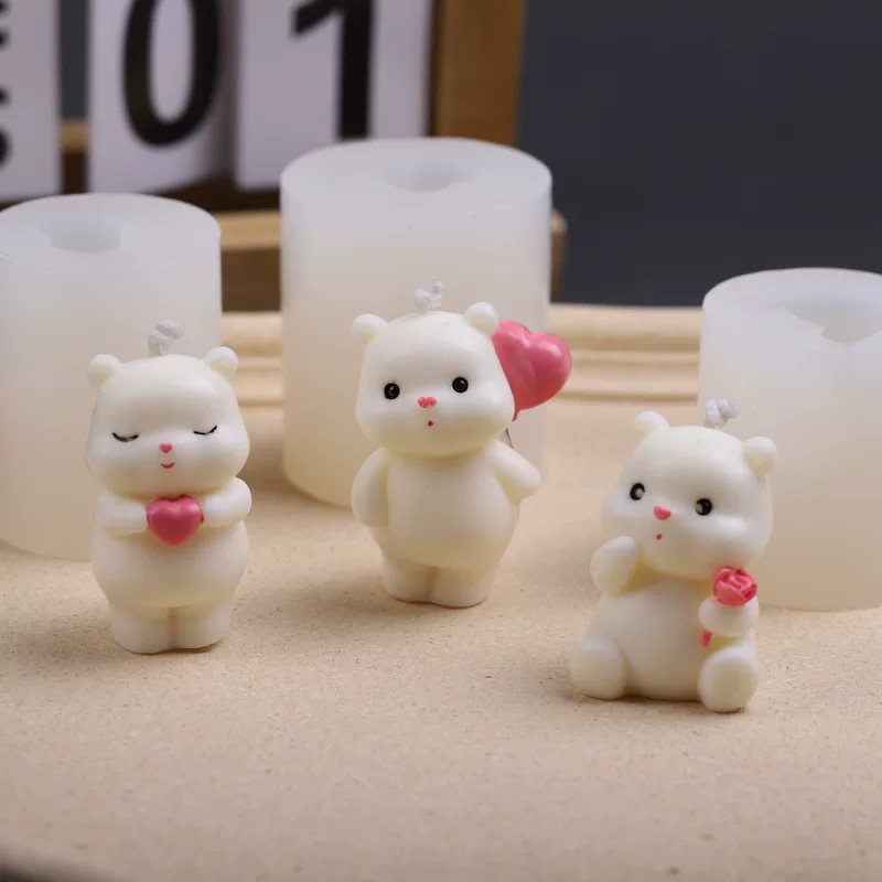 Brand cute three dimensional aromatherapy, candle, silicone mold, with little bears, handmade, internet celebrity, new collection, polar bear