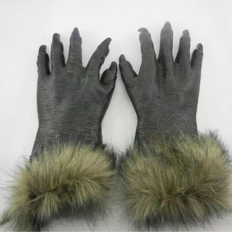 Halloween traje de lobo máscara cabeza de Lobo guantes cabeza de animal cubierta horror estanque de látex vestido de lujo bola máscara envío gratuito