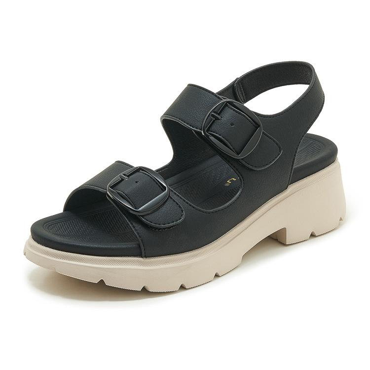 Sandal nữ quai ngang khóa kim loại đế xuồng cao gót 9 cm — màu đen, màu hồng, màu mơ chi tiết 23