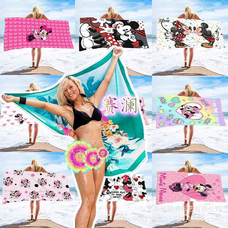Disney Mickey and Minnie Series Beach Towels, Microfiber Quick-Drying and Water-Absorbent Adult Bath Towels, Cross-Border Custom Wholesale Disney Mickey and Minnie Series Beach Towels, Microfiber Quick-Drying and Water-Absorbent Adult Bath Towels, Cross-Border Custom Wholesale