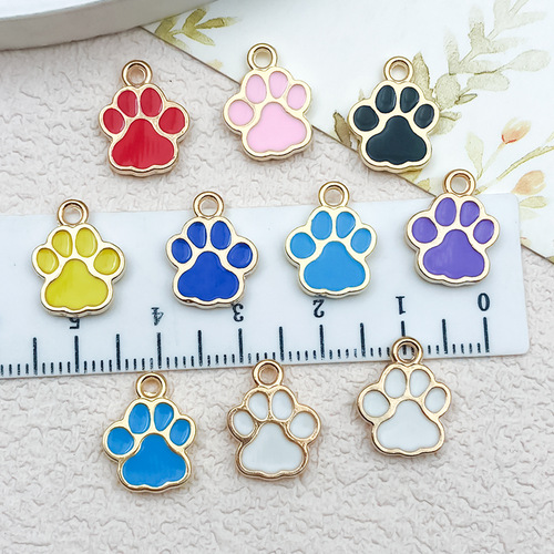Oil-droplet alloy cat paw footprint DIY accessories earings necklace bracelet keychain pendant
