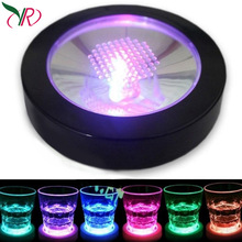 七彩led闪光发光杯垫 灯光发光水杯垫 酒吧鸡尾酒发光底座灯