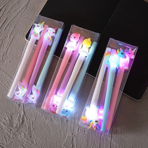 Japanese gel pen with light, cartoon unicorn signature pen, cute personalized student small prize stationery
