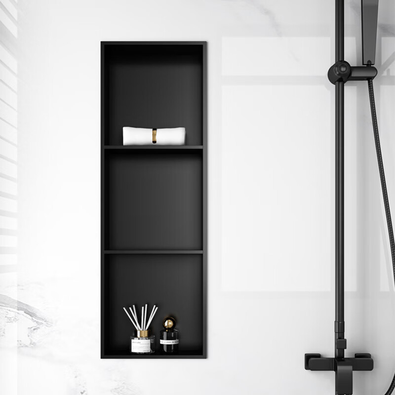 304 Stainless Steel Recessed Bathroom Wall Cabinet, Built-In Living Room and Bedroom Storage Shelf, Open Wall-Mounted Storage Cabinet for Home Use