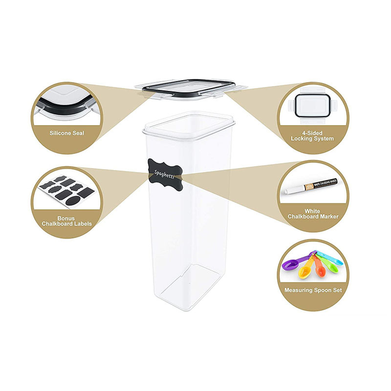 Tarro de almacenamiento de grano caliente transfronterizo cocina 14-piece PP almacenamiento nítido plástico transparente sellado frasco