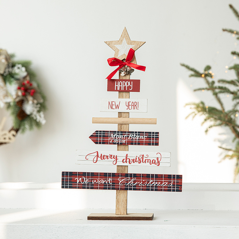 Decoraciones de Navidad árbol de Navidad colgante centro comercial estrella de cinco puntas de madera escritorio decoración colgante suministros de Navidad regalo