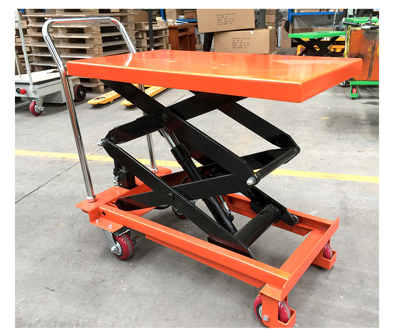 Mobile Manual Hydraulic Lifting Platform Small Scissor-Type Foot-Operated Transport Lift Hand-Pushed Lifting Platform Cart