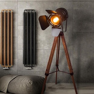 Industrial Style Solid Wood Floor Lamp Retro Dining Room Living Room Sofa Bedroom Bedside Lamp Designer Searchlight Floor Lamp