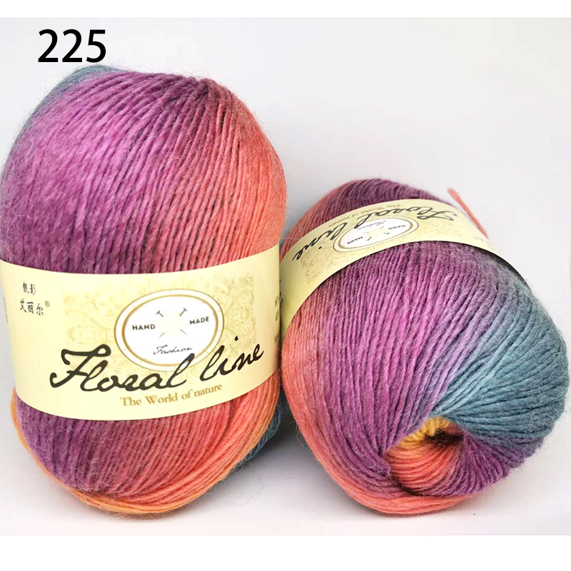 Una sola hebra sección teñida hilo degradado color lana tejida a mano bufanda sombrero lana Arco Iris lana al por mayor