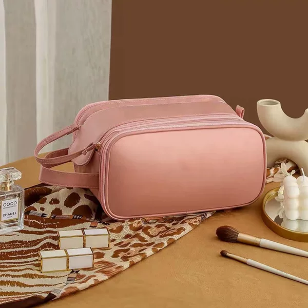 Amazon's Popular Women's Cosmetic Bag Double Zipper Large Capacity Portable Travel Toiletry Cosmetics Storage Bag