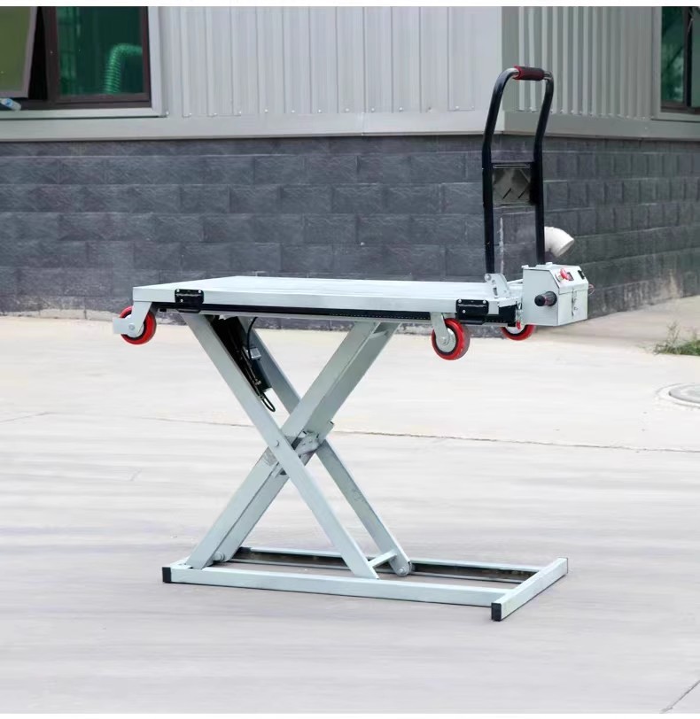 Carga y descarga van de elevación portátil camión hidráulico scooter plano plataforma elevadora de tijera camión eléctrico