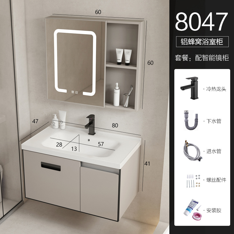 simple y de moda espacio aluminio panal de aluminio gabinete de baño combinado todo en cerámica meseta debajo de la mesa mesa de lavabo doméstico