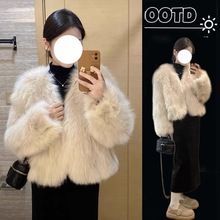 皮毛一体水貂绒小香风外套女秋冬装仿獭兔毛富家千金辛集海宁皮草