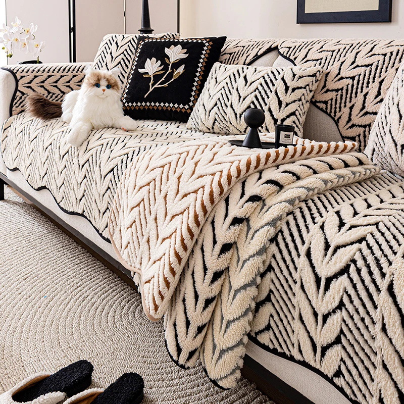 2024 otoño y invierno nuevo anti-deslizante ligero relajado sensación de sofás de peluche cojín de piel cubierta de sofá simple toalla de respaldo de cubierta completa