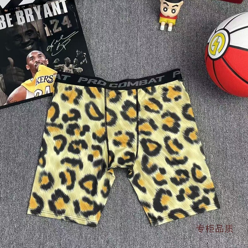 New Leopard Print Quarter Tights American Compression Fitness Workout Shorts Basketball Leggings Men's Stretch Running Pants