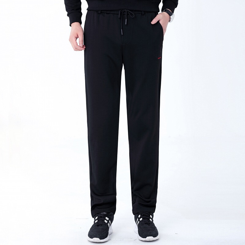 Middle-Aged Men's Loose Thin Spring and Summer Elastic Waistband Drawstring High-Waisted Straight Casual Pants for Dads