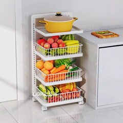 野菜収納ラックキッチンカート床置き多層ポット収納ラック多機能ポットラック野菜バスケット収納ラック