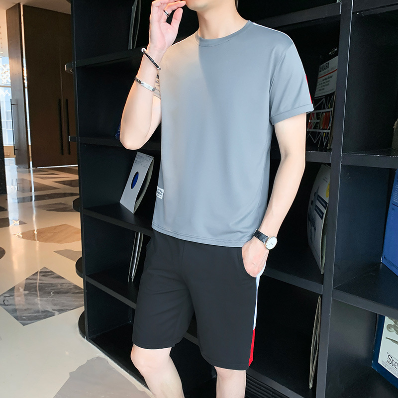 Short sleeved T-shirt man summer leisure time motion suit collocation handsome a set jacket men's wear F2102