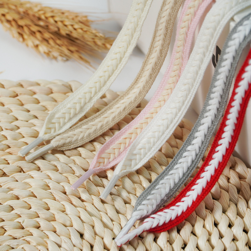 Wheat Shoelaces Wholesale 1.5cm Wide Suitable for Sneakers, White Shoes, Sports Shoes, Multi-Color Wheat Shoelaces, One Pair