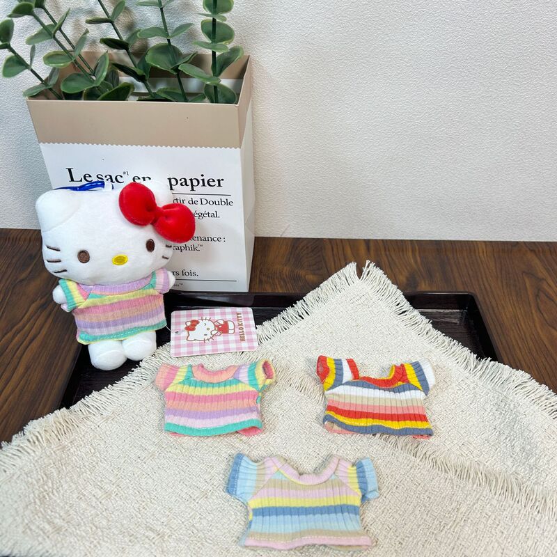 10cm Baby Clothes Rainbow Sweater Kitty Cat Plush Doll Replacement Outfit Accessories Wholesale