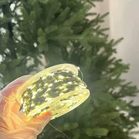Рождественская елка огни зеленая медная лампа Новогодние рождественские огни декоративные огни из ротанга гирлянда маленькие цветные огни светодиодные звездные огни