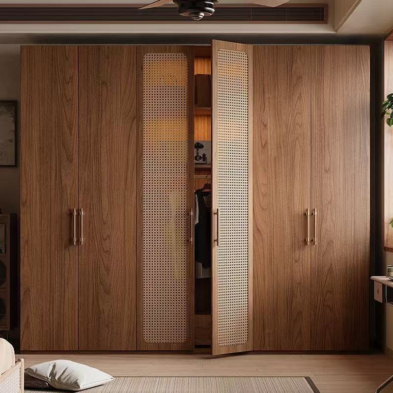 New Style Home Bedroom Modern Simple One-Door Rattan Flat Door Wardrobe Storage Storage Mid-Century Style Cabinet