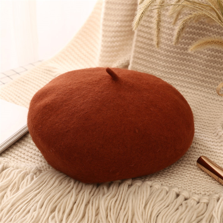 Caramelo-lana (boina) + ajustable / 2-8 años de edad (circunferencia de la cabeza 48-52cm)