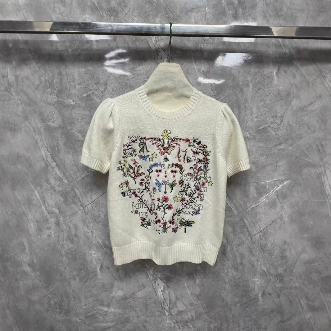 Элитный весенний тонкий вязаный свитер, стиль Chanel, с коротким рукавом