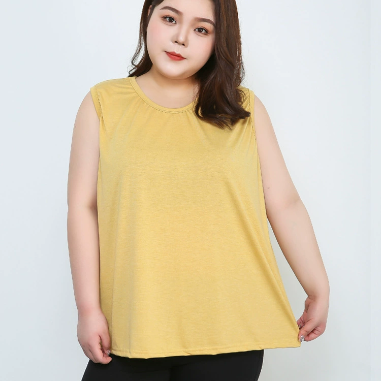 Женский жилет больших размеров 200 кг 300 кг толстый весенне-летний хлопковый жилет без рукавов с широкими плечами, базовый ремешок для рубашки