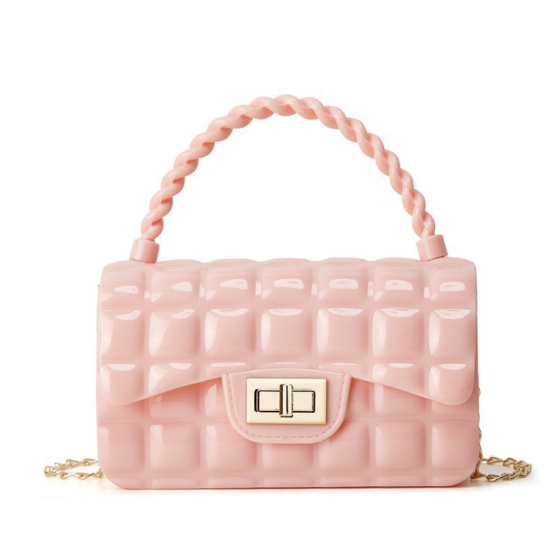 2023 nueva moda de color diamante cadenas de bloqueo bolsas de jalea de PVC bolsas de teléfono móvil bolsas de mujer al por mayor image 6