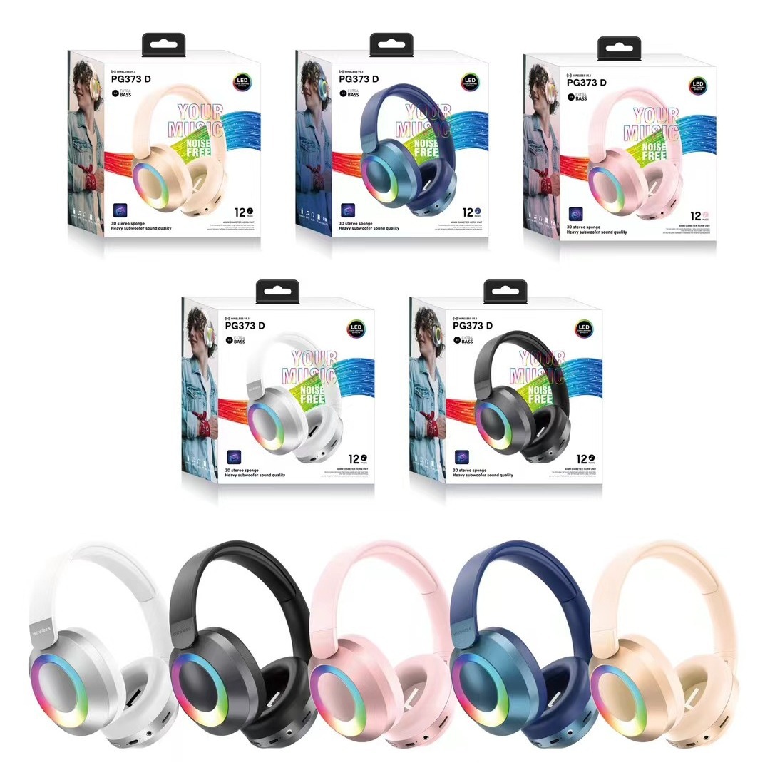 comercio exterior nuevo PG373D auriculares bluetooth de alta calidad lámpara RGB estereoscópica esponja auriculares fábrica al por mayor