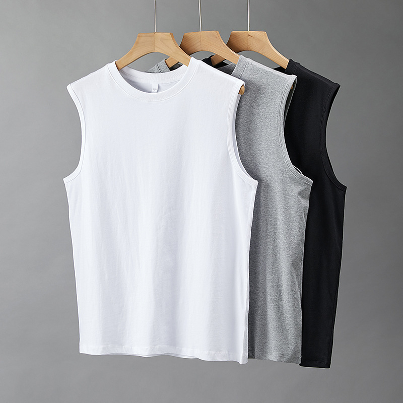 Summer Sports Vest Manufacturer Direct Sales Men's Sleeveless Cotton T-Shirt Loose Trendyy Top Clothes New Waistcoat Basketball