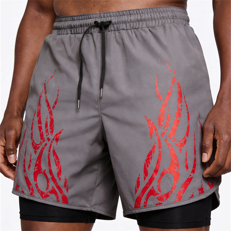 Músculo de verano hombre running shorts deportivo doble capa 2 en 1 forrado elástico pantalones de ejercicio secos rápidos shorts de carrera
