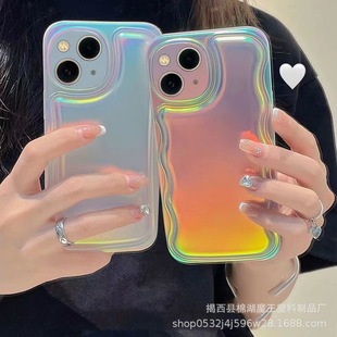 For Apple 15 ProMax Gradient Phone Case iPhone14 Laser 13pro Wavy 12 Protective Case