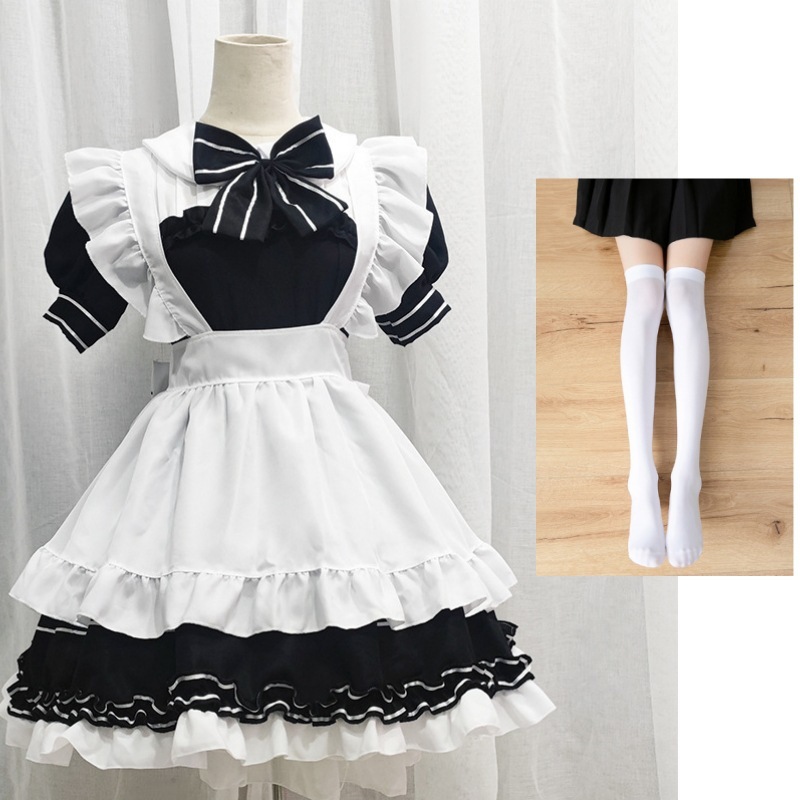 オリジナル日本系メイド服白黒小悪魔lolitaソフト妹制服小料理娘コスプレcos衣装|undefined