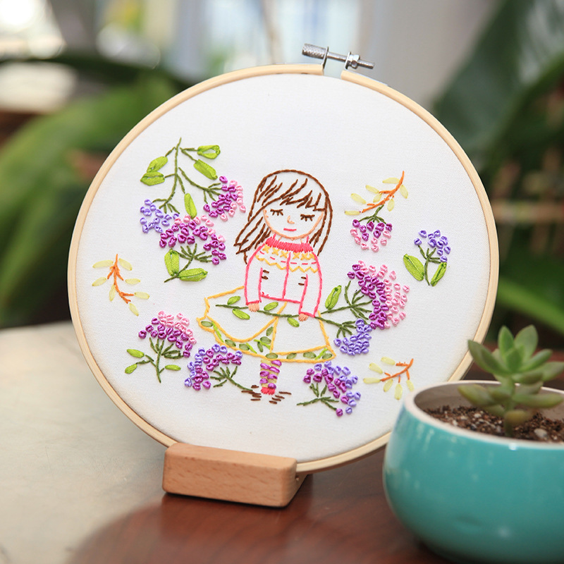 Hecho a mano de los niños DIY pintura bordado material paquete decoración Lu bordado su bordado europeo hojas Cruz puntada Kit