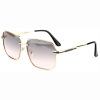 Fashionable quality square golden sunglasses, metal glasses, city style