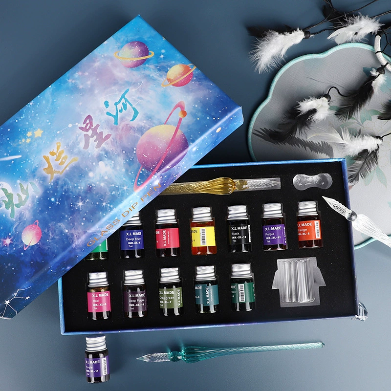 Glass rollerball pen, ink, brush for elementary school students, Birthday gift