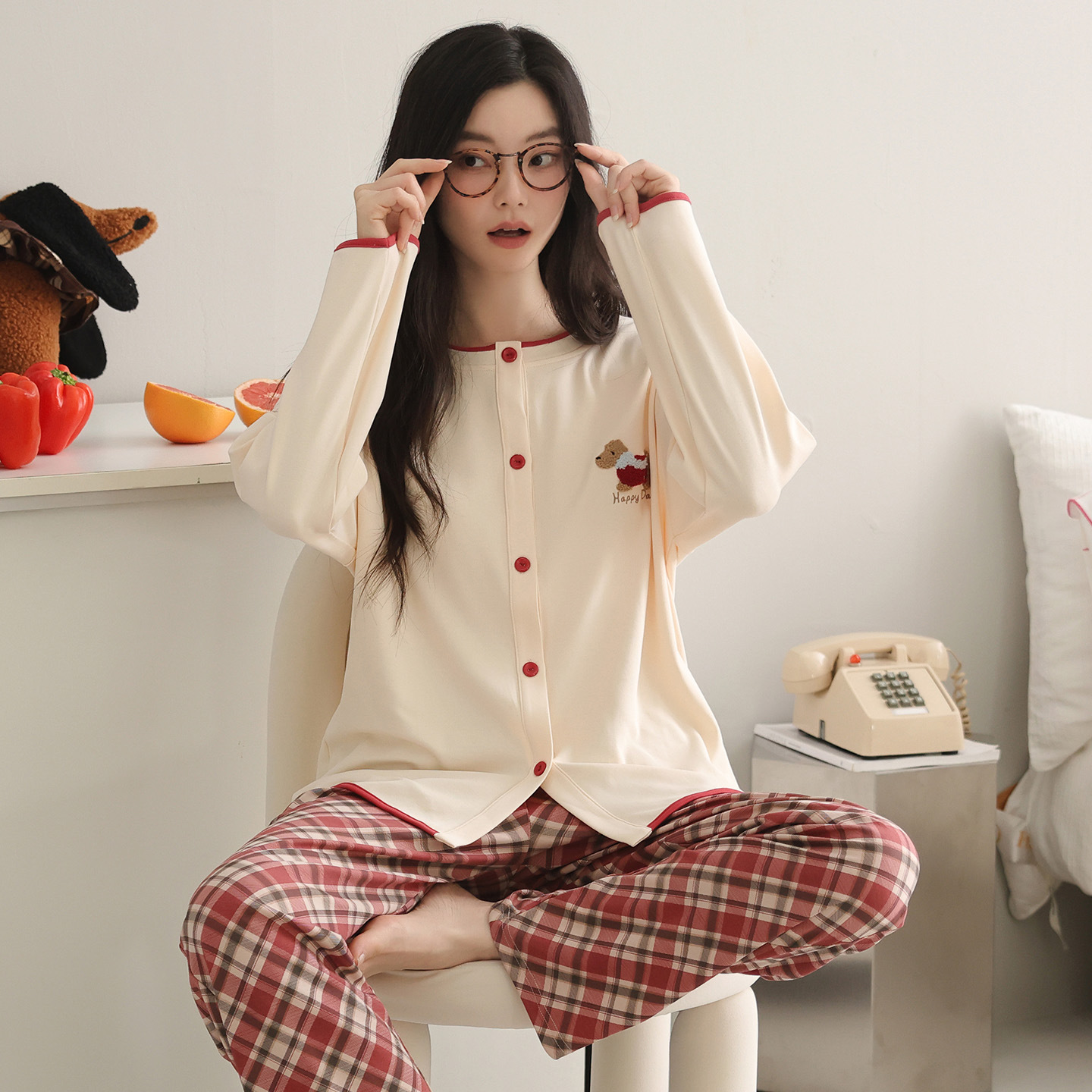 拉架纯棉睡衣女2025新款长袖卡通春秋季韩版性感可外穿家居服套装